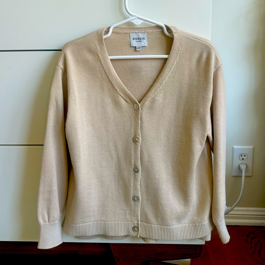 Donsje Amsterdam Children’s Cotton Knit Cardigan Sweater Beige